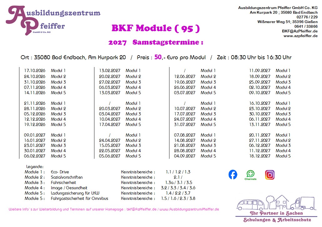 Samstags Termine Module